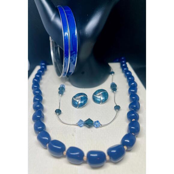 Vintage necklace set, vintage jewelry set, vintage necklace, glass , vintage - Picture 1 of 2